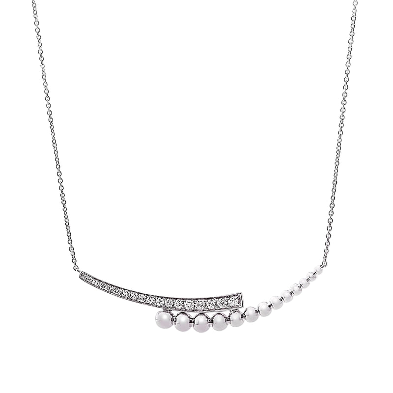 Double Beaded Crescent 0.23ct Natural Diamond Gold Pendant