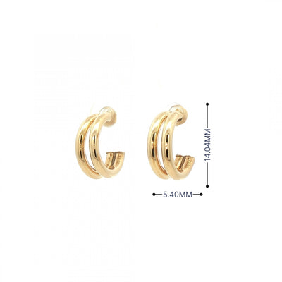 Double Hoop Style Earrings in 9ct Yellow Gold
