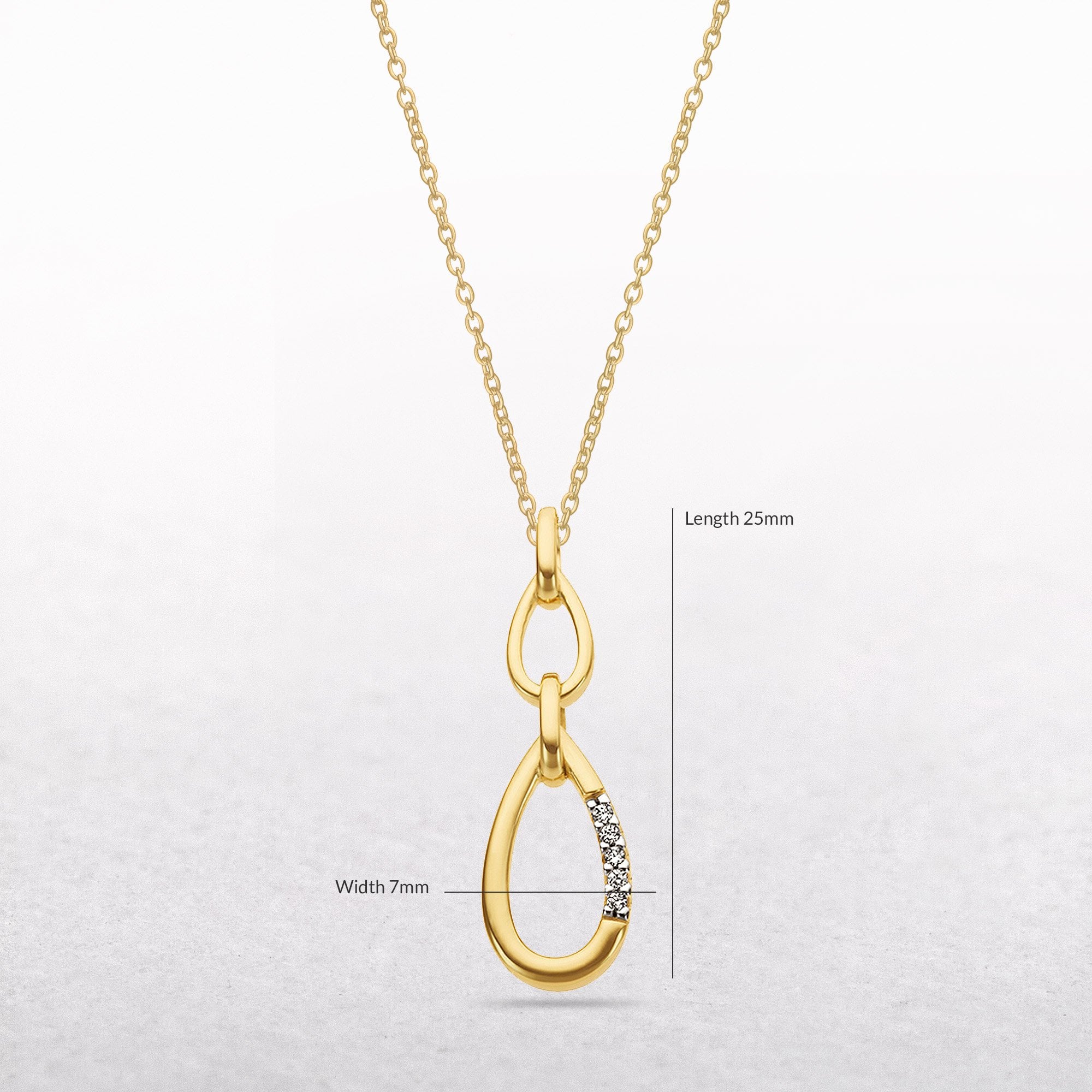 Double Oval Natural Diamond Set Link Pendant in 9ct Yellow Gold