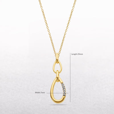 Double Oval Natural Diamond Set Link Pendant in 9ct Yellow Gold