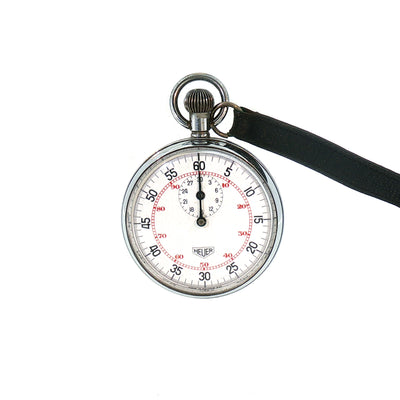 Vintage Heuer Metal Stopwatch with Black Leather Strap
