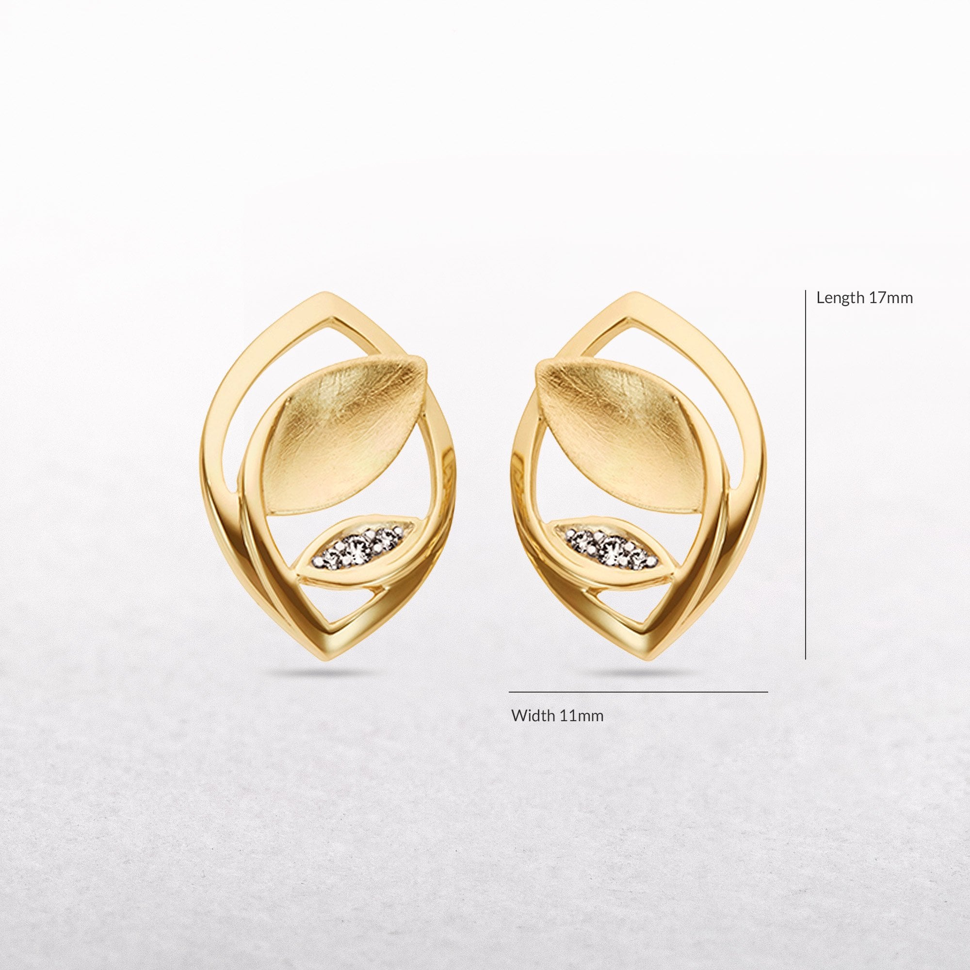 Elegant Diamond Set Leaf Style Earrings in 9ct Yellow Gold