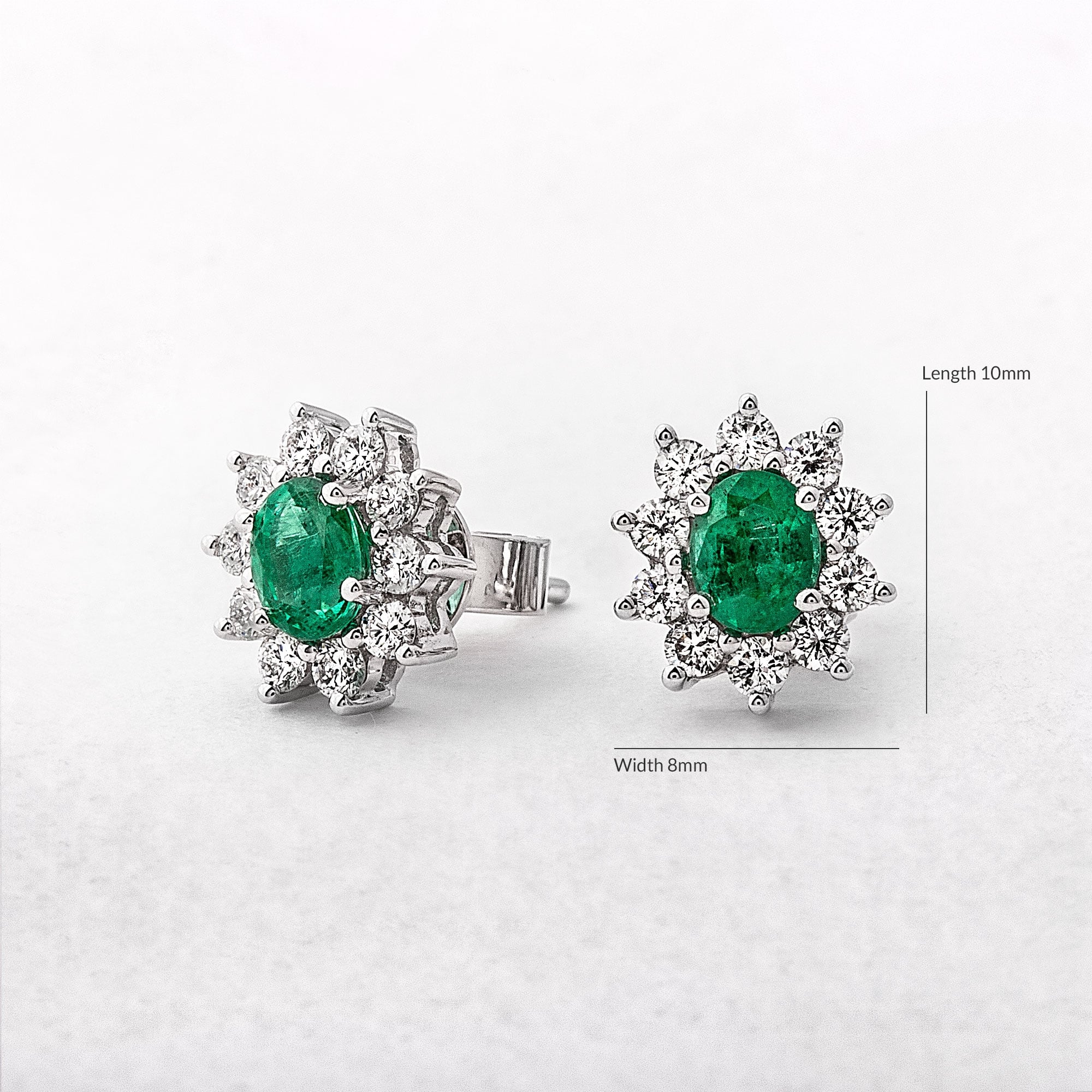 Emerald & Diamond 18ct White Gold Oval Earrings