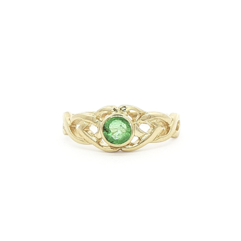 Emerald Set Rub Over Celtic Ring Weighing 1.8 Grams in 10ct Yellow Gold