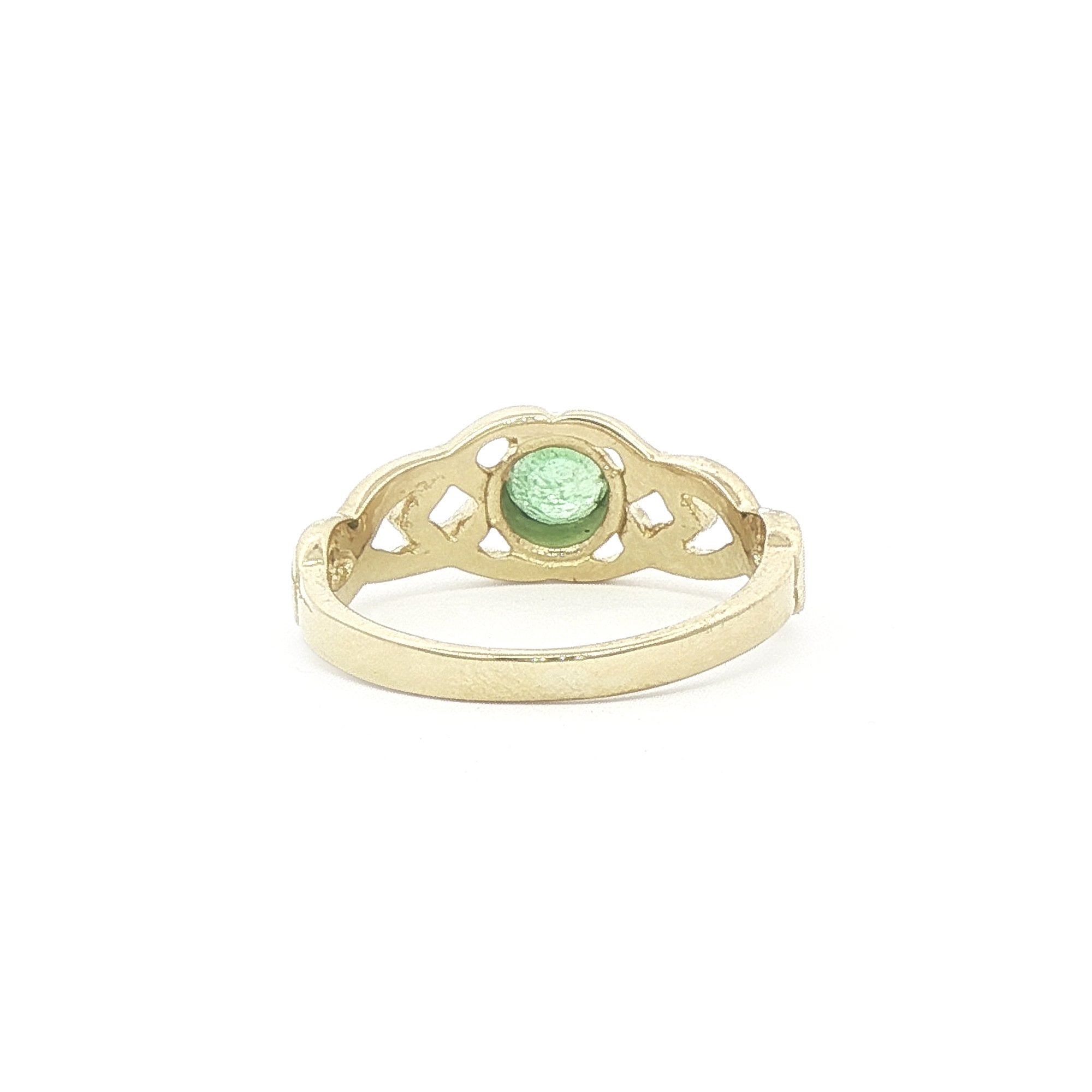 Emerald Set Rub Over Celtic Ring Weighing 1.8 Grams in 10ct Yellow Gold