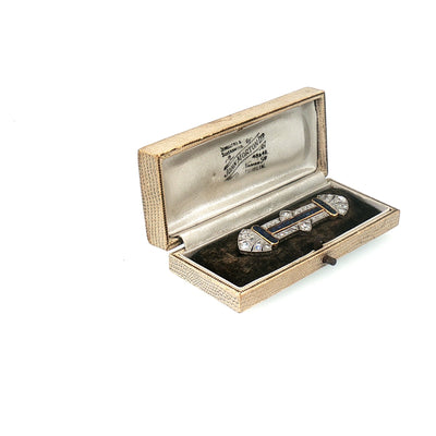 Antique Natural Sapphire and Diamond Art Deco Panel Brooch
