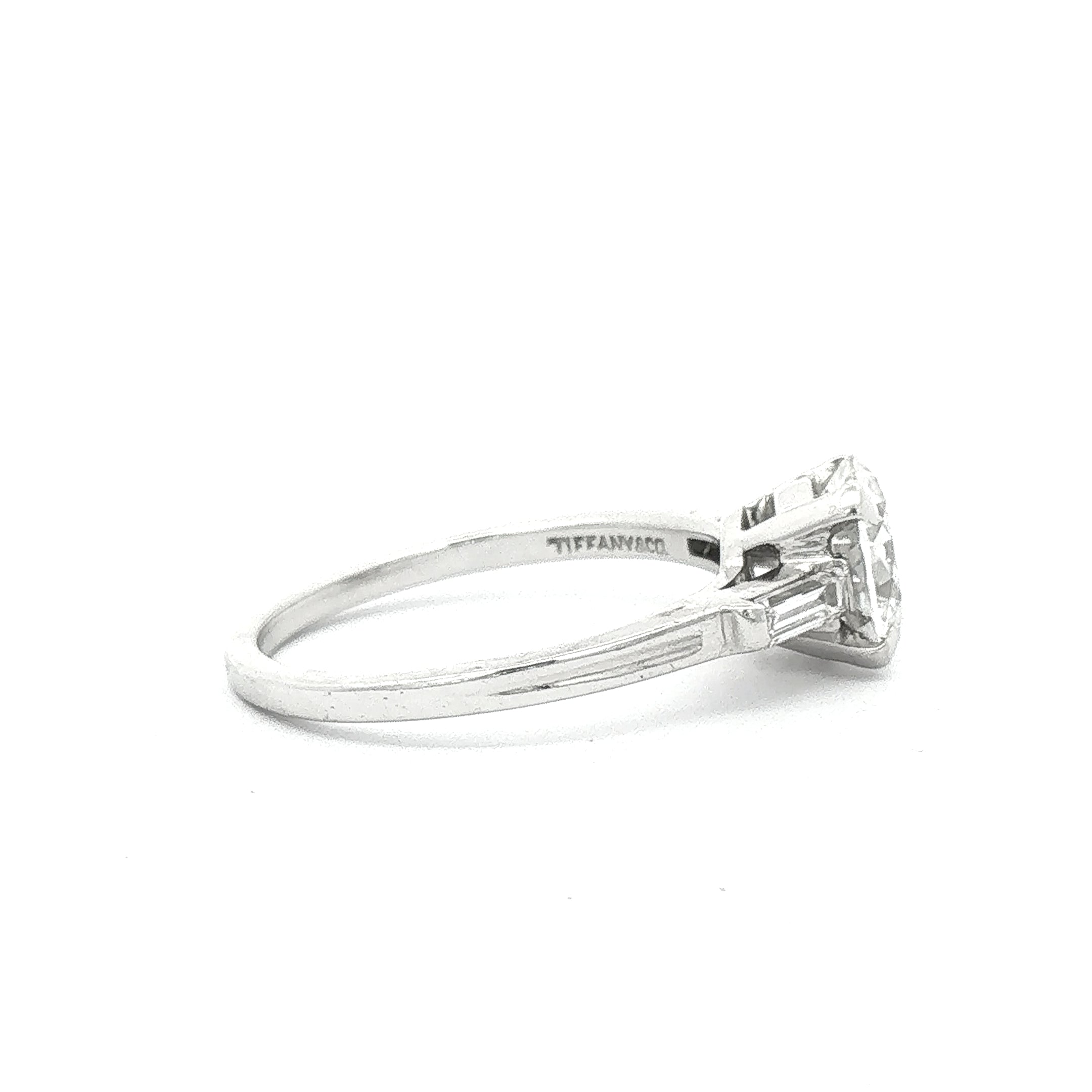 1.44ct Vintage Tiffany Solitaire Natural Diamond Engagement Ring Set in Platinum