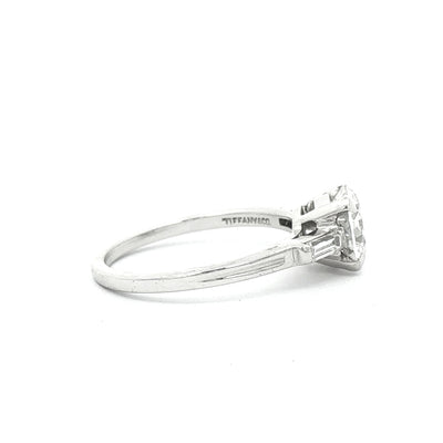 1.44ct Vintage Tiffany Solitaire Natural Diamond Engagement Ring Set in Platinum
