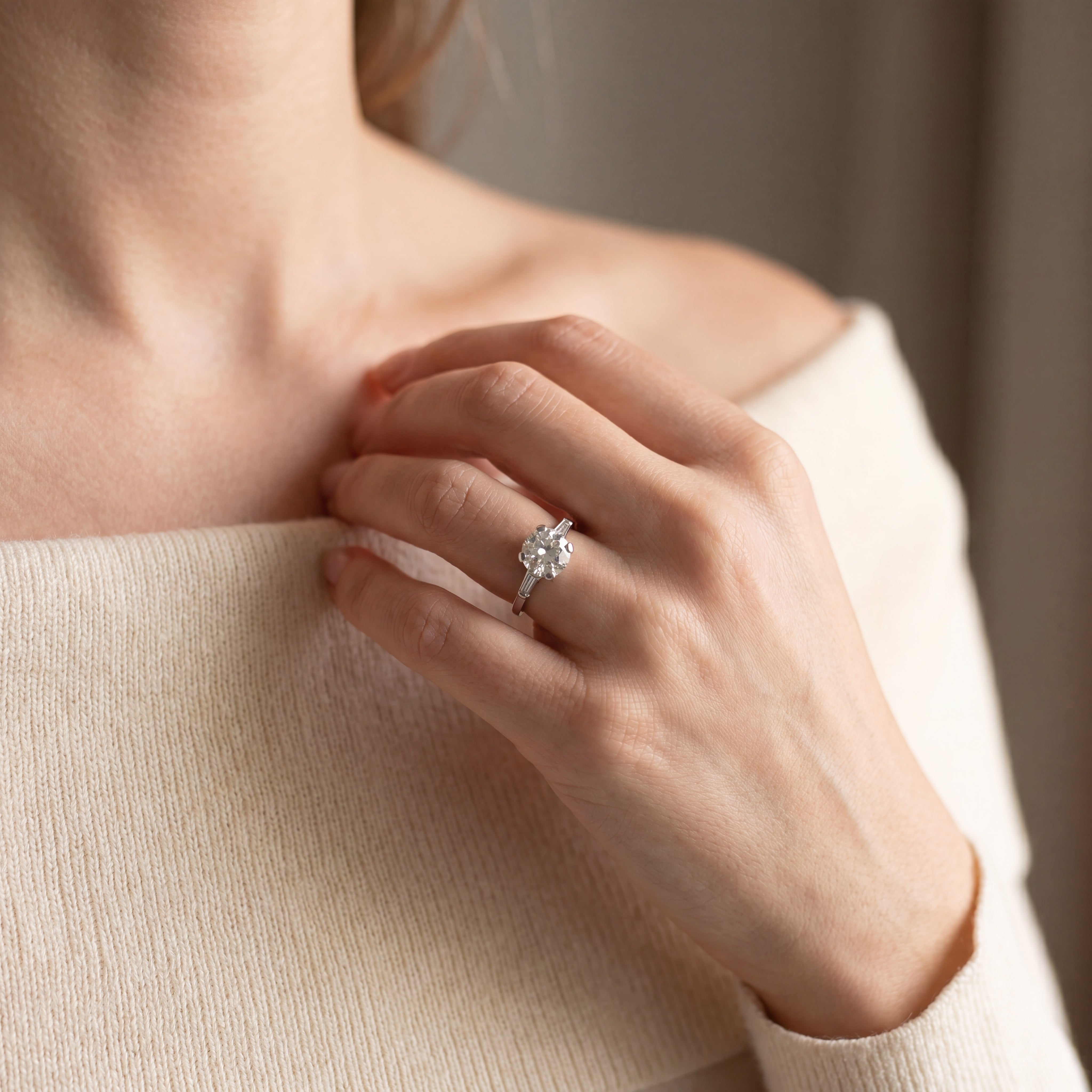 1.44ct Vintage Tiffany Solitaire Natural Diamond Engagement Ring Set in Platinum