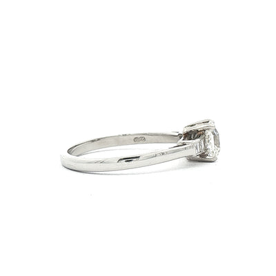 C0.73ct S0.11ct G si1 Cushion Cut Solitaire With Assher Side Diamonds Set In Platinum