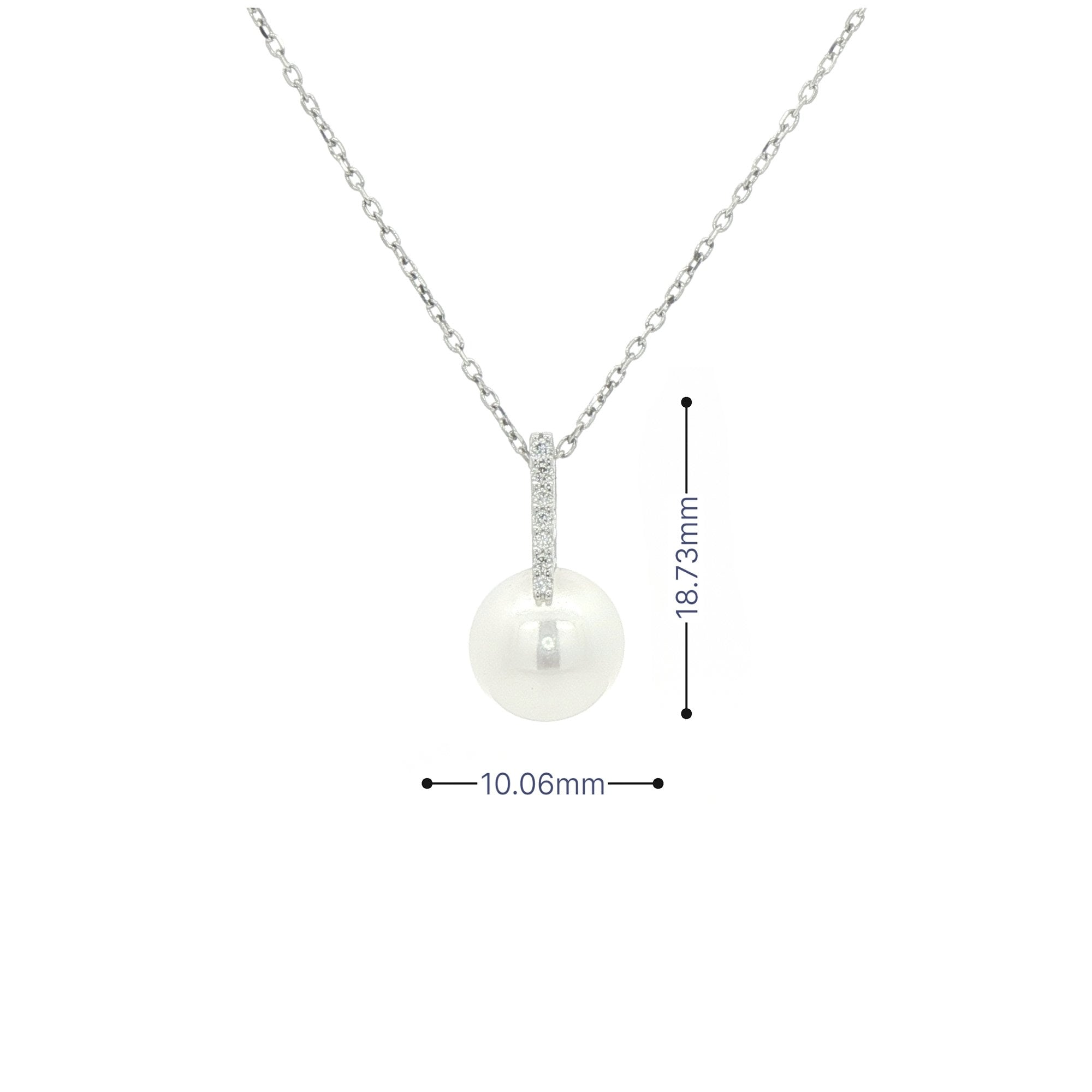 Freshwater Pearl & Natural Diamond Pendant in 9ct White Gold