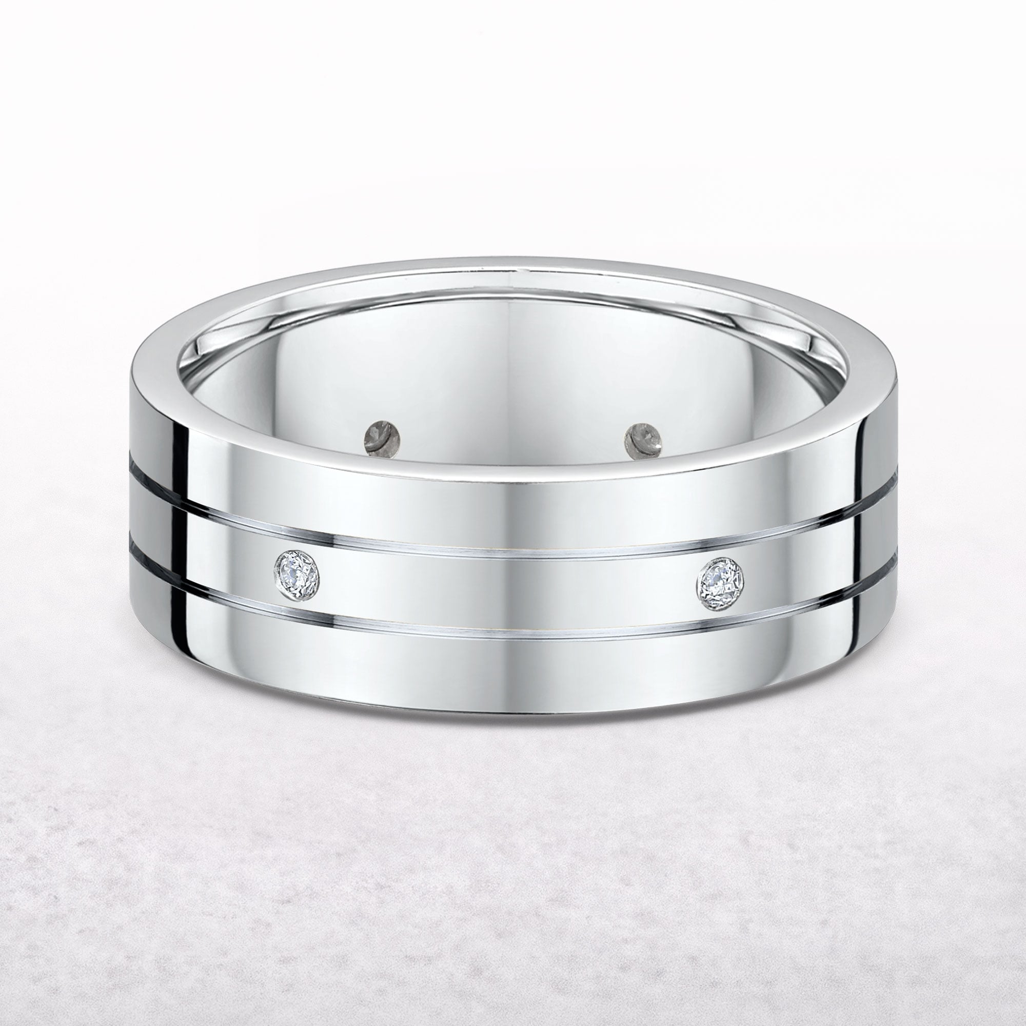 Gents 0.15ct Diamond Wedding Band in 18ct White Gold