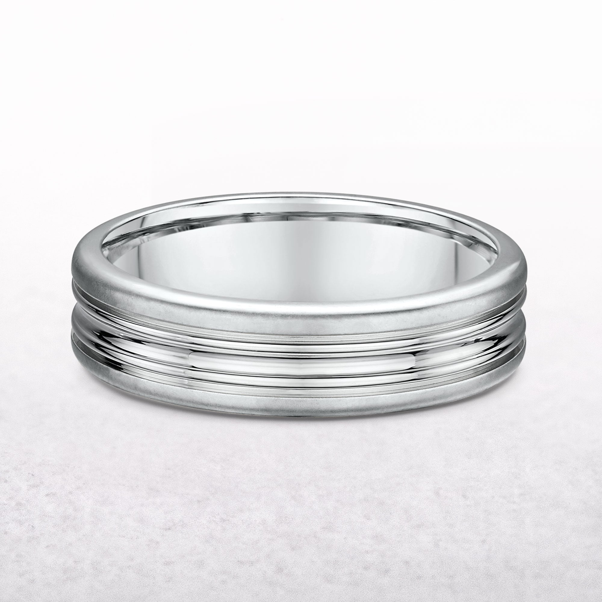 Gents 5.5mm Fancy Wedding Band in 9ct White Gold
