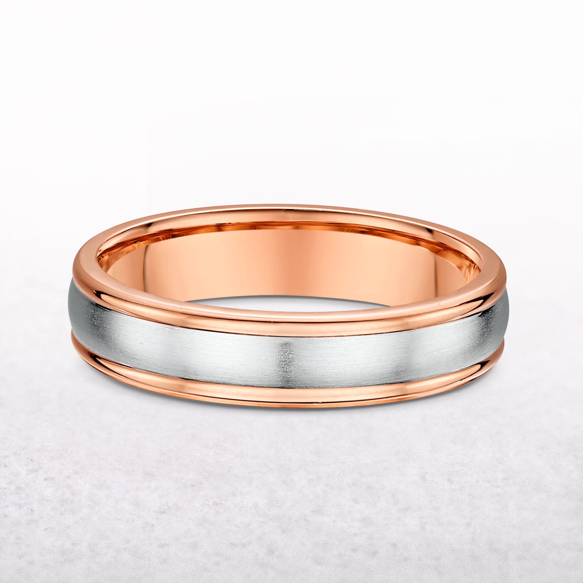 Gents 5mm Rose & White Gold Wedding Band