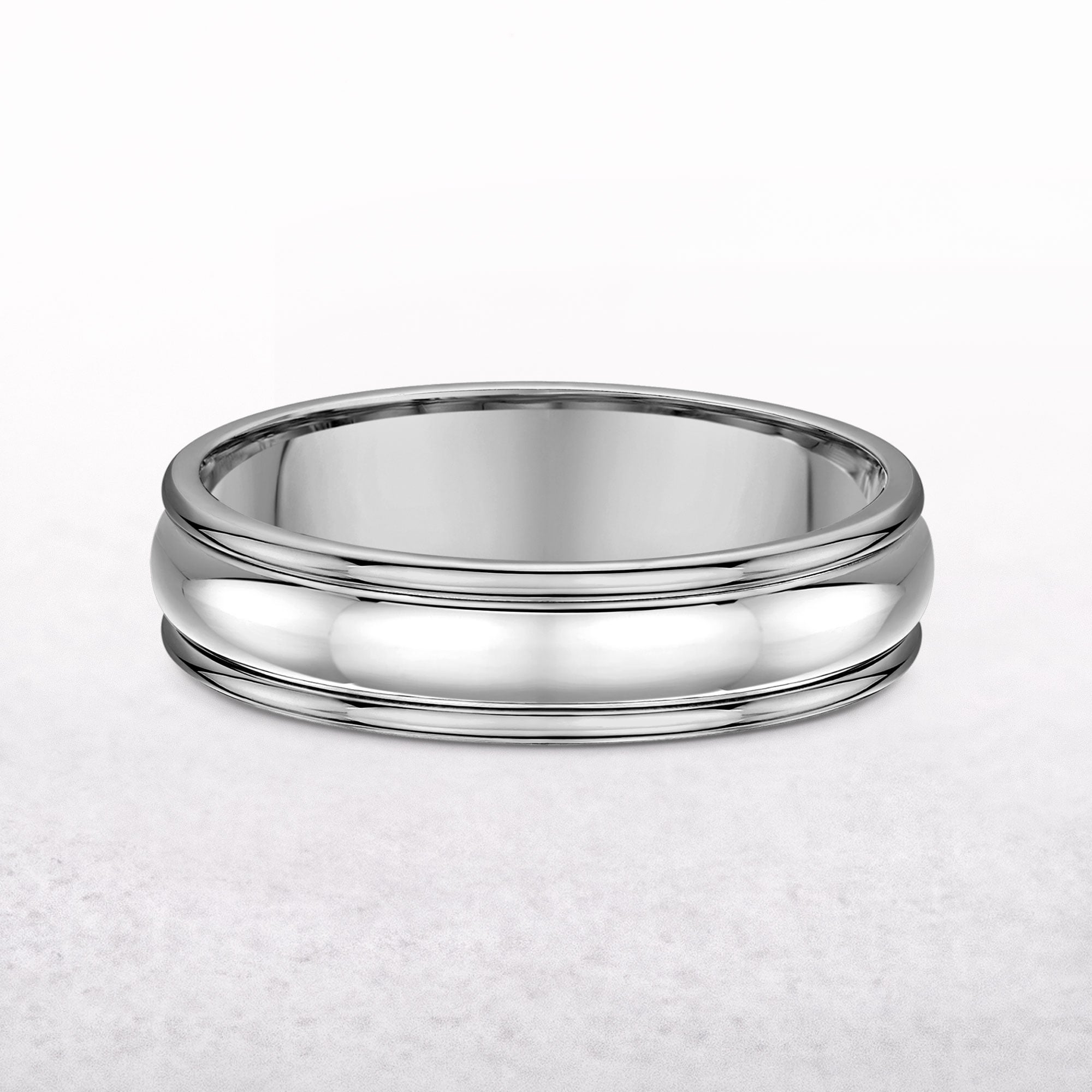 Gents 5mm Three Row Wedding Band In 18ct White Gold
