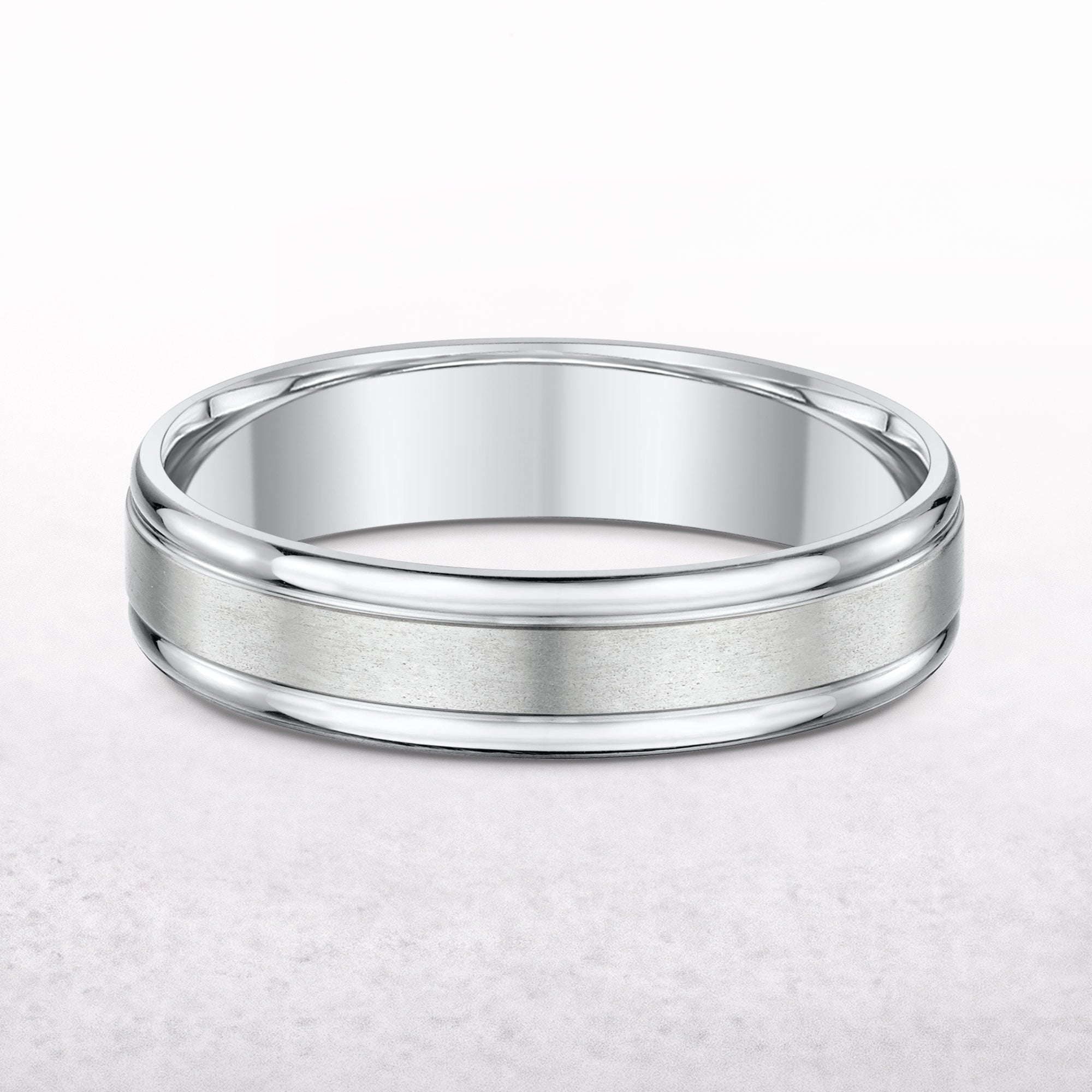 Gents 5mm White Gold Wedding Band