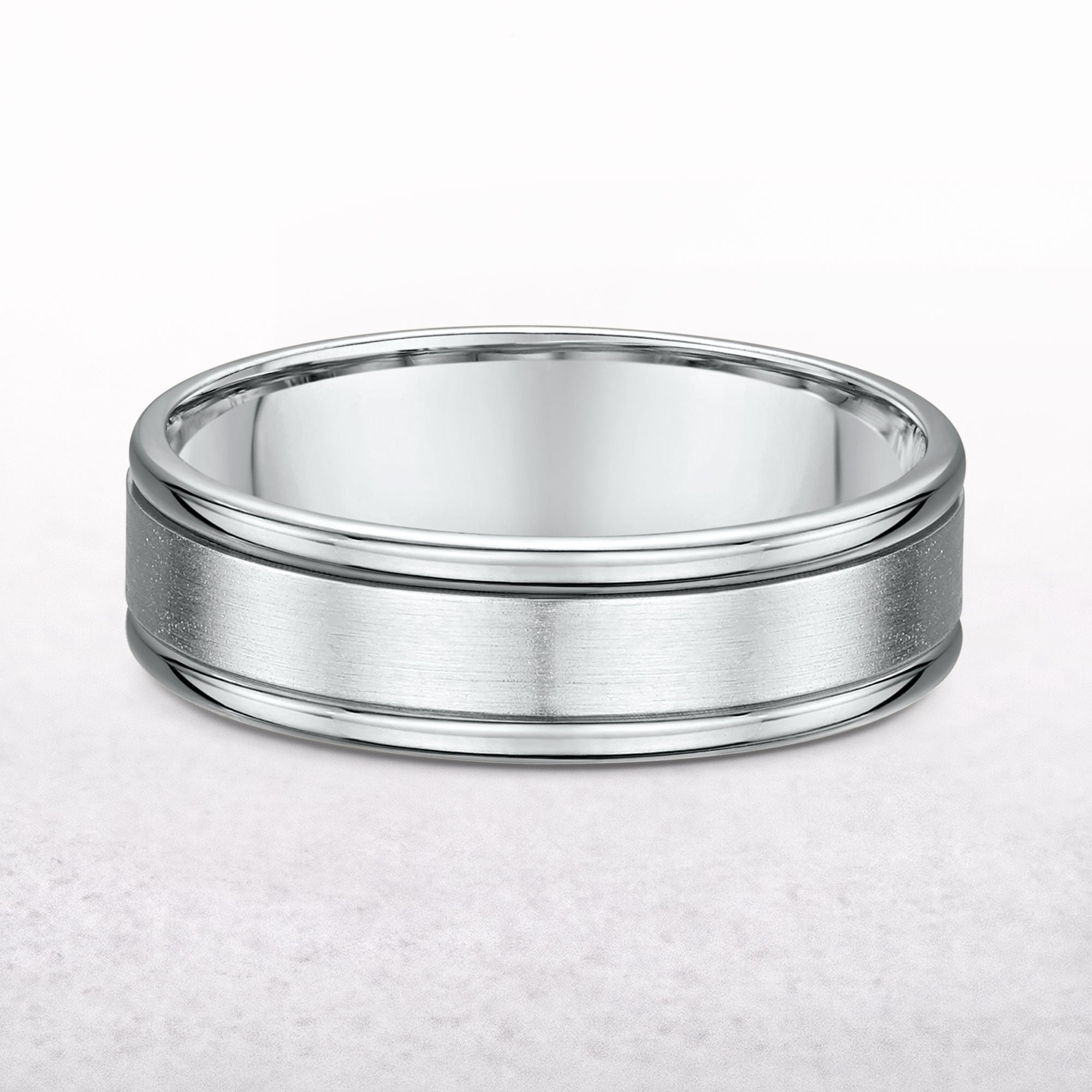 Gents 6mm White Gold Wedding Band
