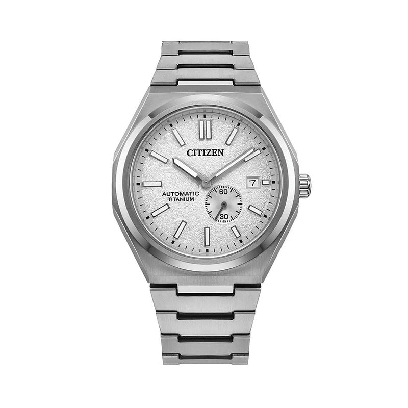 Gents Automatic Zenshin Super Titanium White Dial Stainless Steel Bracelet