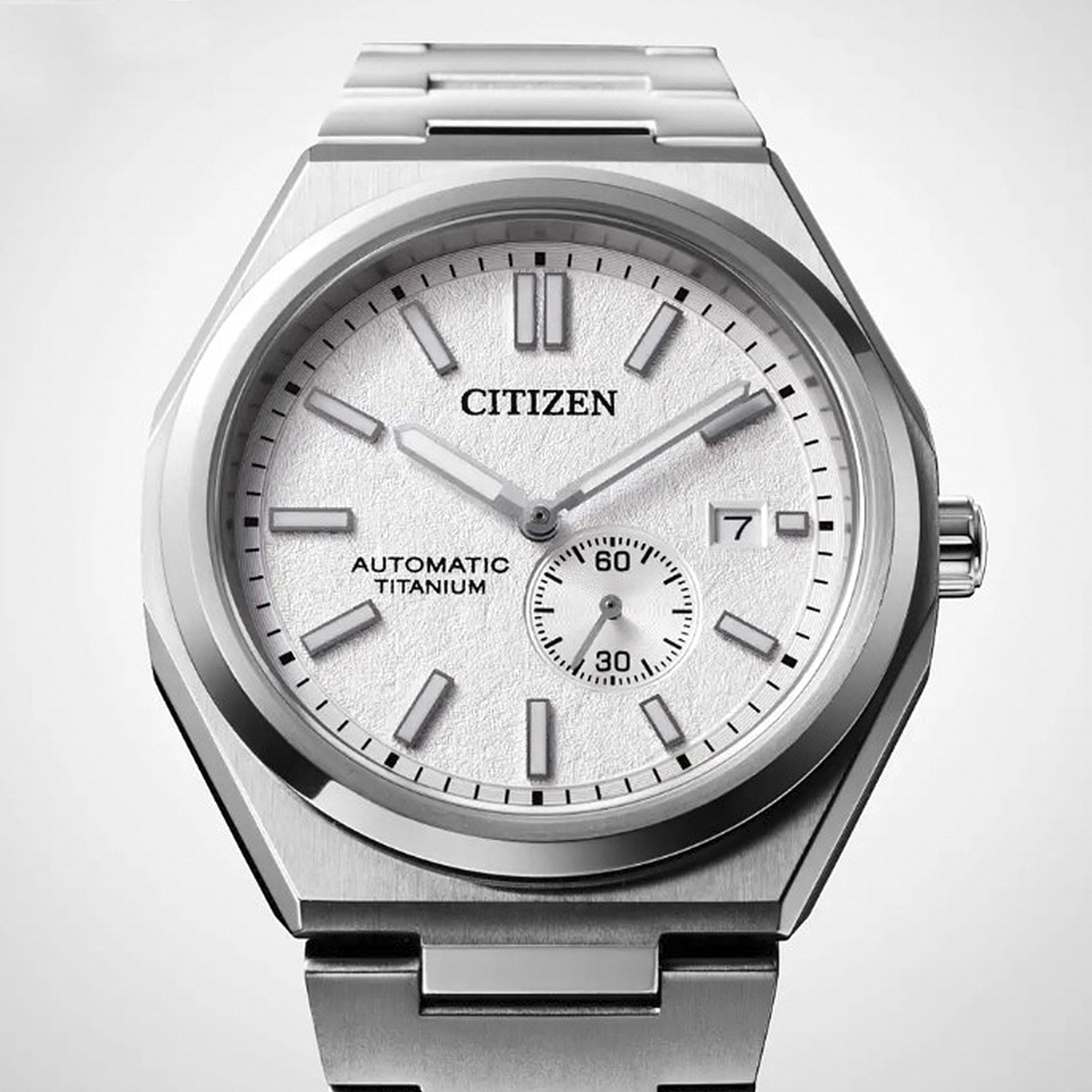Gents Automatic Zenshin Super Titanium White Dial Stainless Steel Bracelet