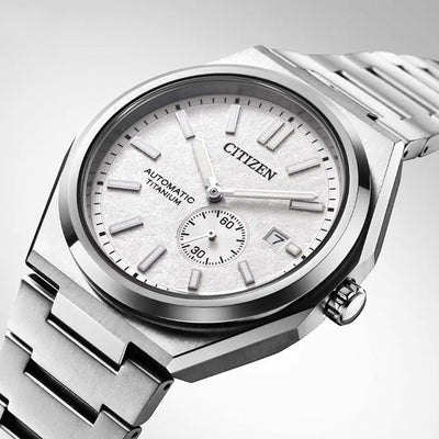 Gents Automatic Zenshin Super Titanium White Dial Stainless Steel Bracelet