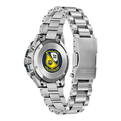 Gents Citizen Blue Angels Navihawk 40mm Navy & Yellow Dial on Stainless Steel Bracelet