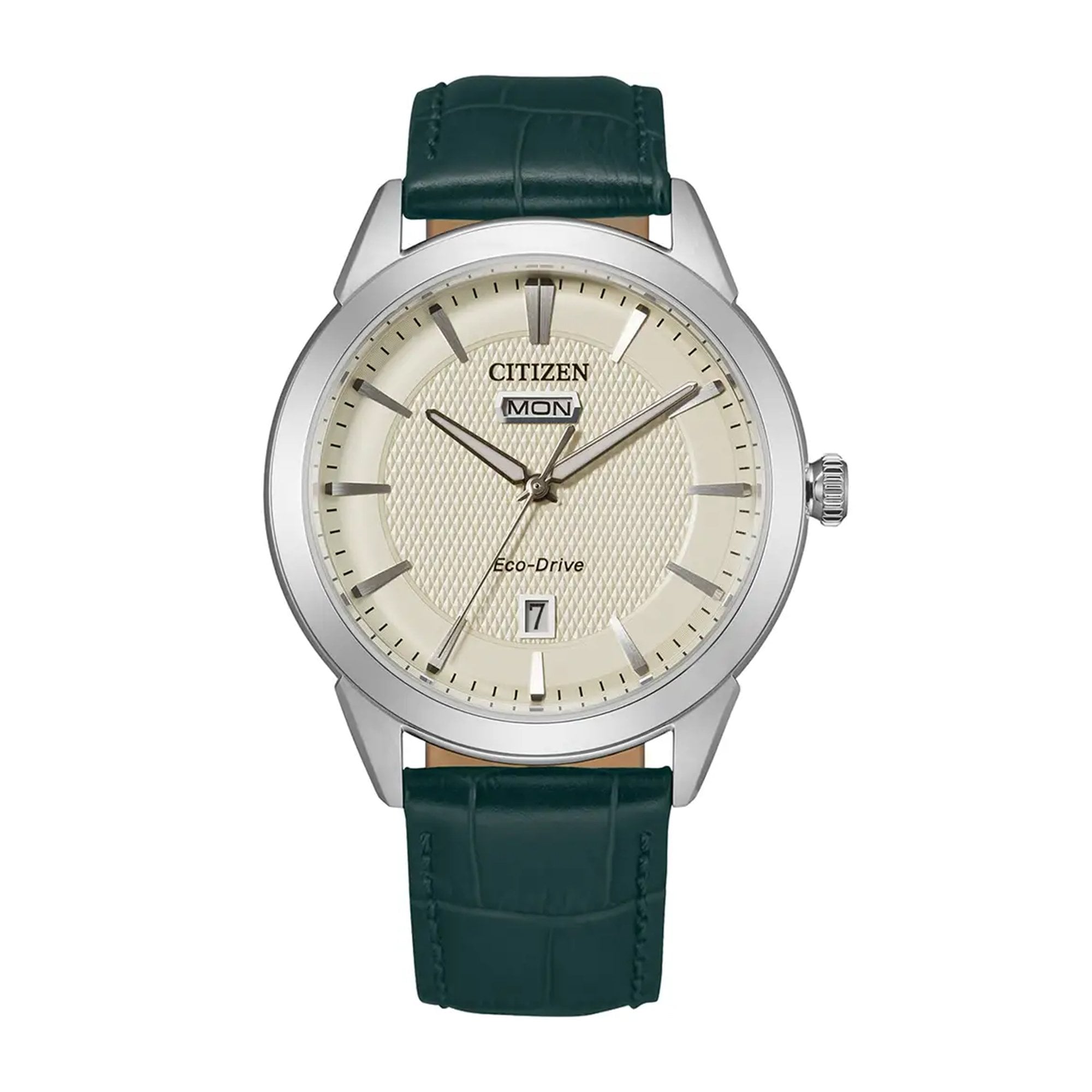 Gents Citizen Eco-Drive Stainless Steel case on Green Strap