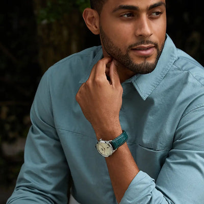Gents Citizen Eco-Drive Stainless Steel case on Green Strap