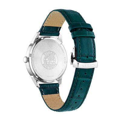 Gents Citizen Eco-Drive Stainless Steel case on Green Strap