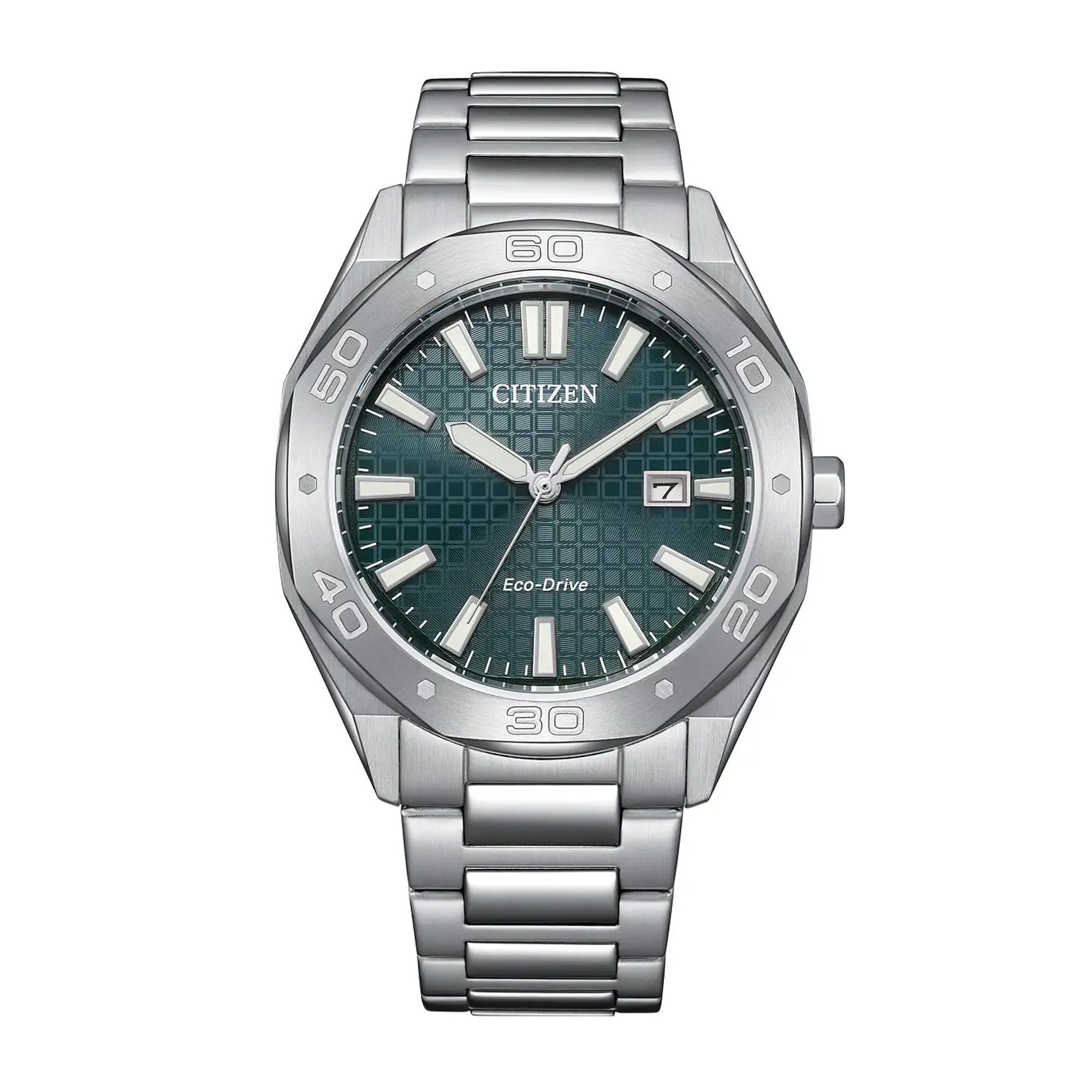 Gents Citizen Eco-Drive Weekender Green Dial on Stainless Steel Bracelet