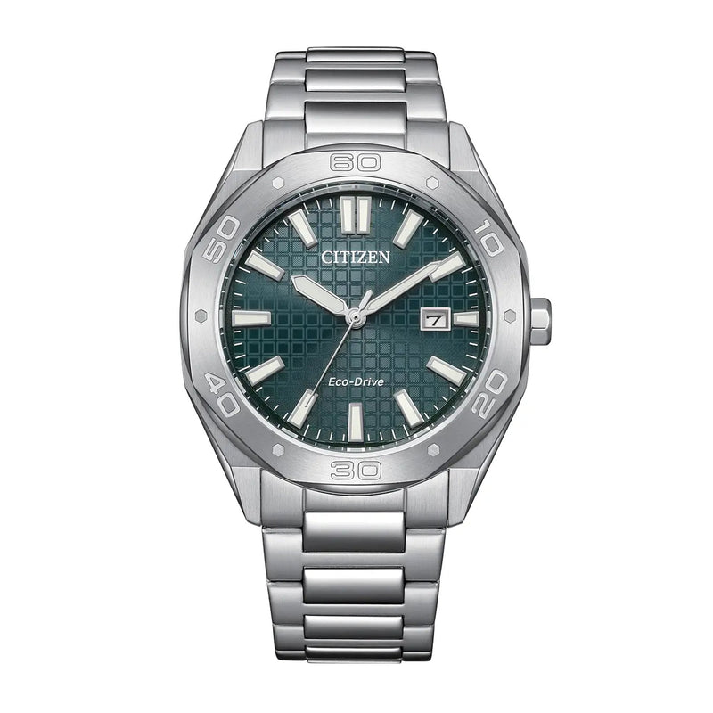 Gents Citizen Eco-Drive Weekender Green Dial on Stainless Steel Bracelet