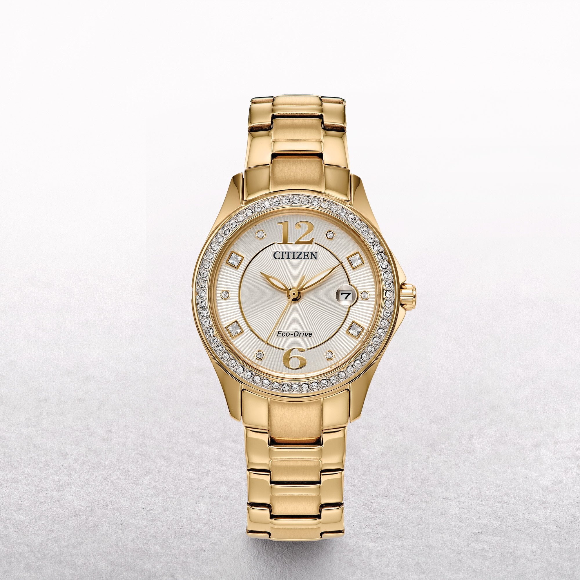 Gents Citizen Eco-Drive with Cubic Zirconia Bezel and Dial