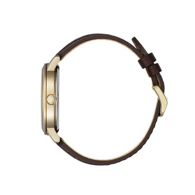 Gents Eco-Drive Chandler Rose Gold White Dial Brown Leather Strap