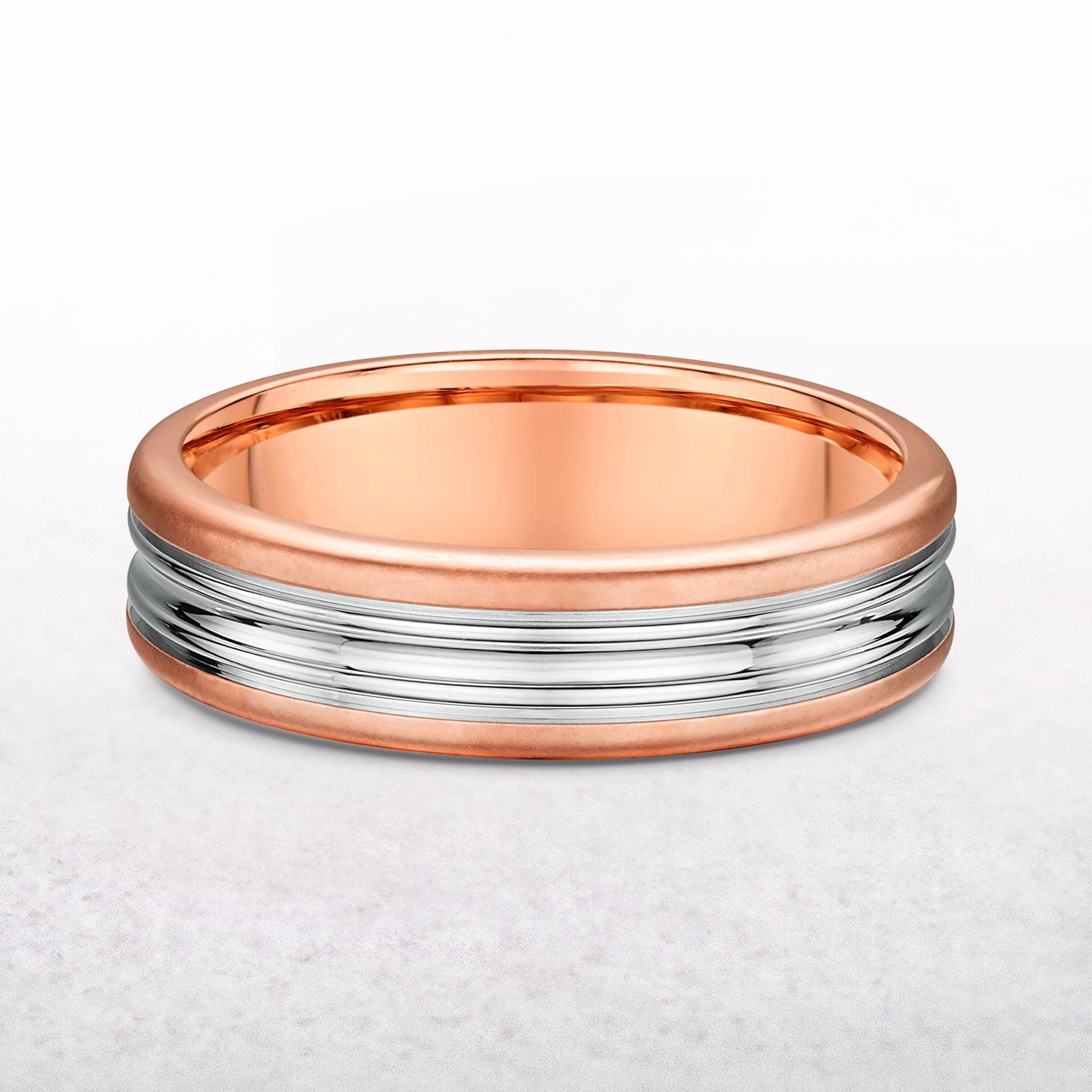 Gents Fancy Rose & White Gold Wedding Band