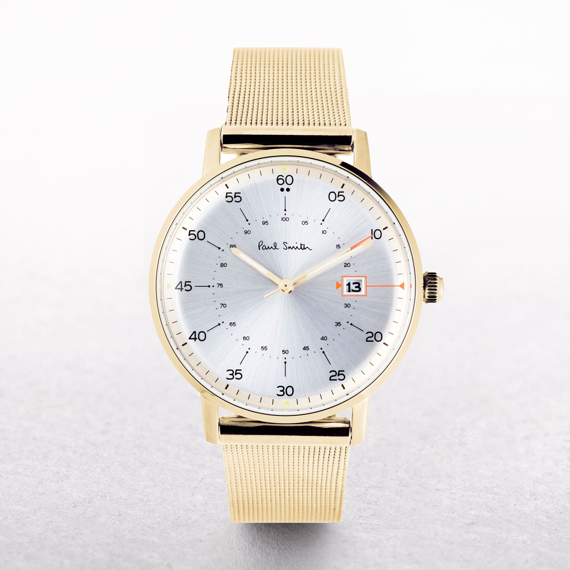 Gents Paul Smith Gauge Watch with a Silver Dial & Mesh Strap
