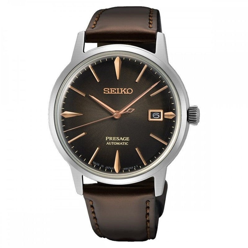 Gents Seiko Presage Cocktail Time "The Irish Coffee" Brown Dial Watch with Leather Strap