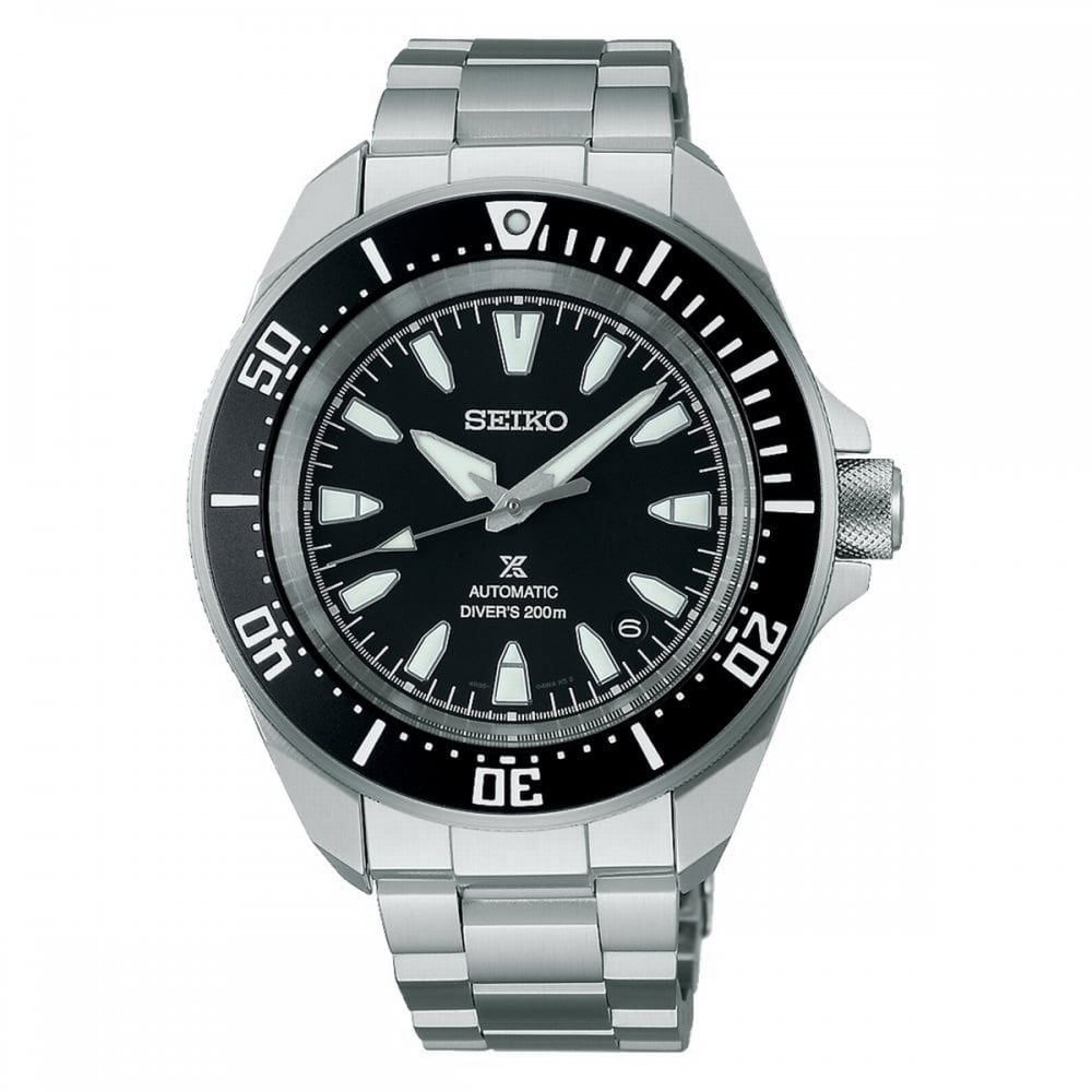 Gents Seiko Prospex 4R Hybrid Divers Black Dial and Bezel on Stainless Steel Bracelet