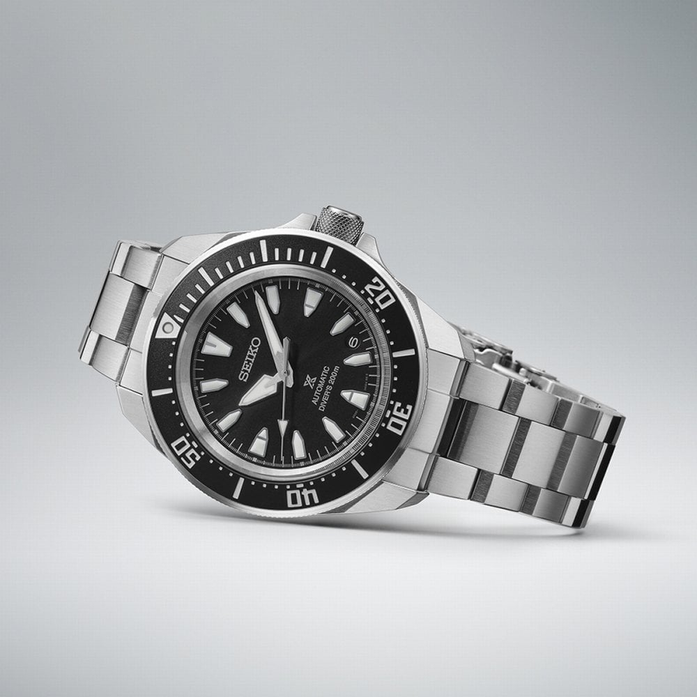 Gents Seiko Prospex 4R Hybrid Divers Black Dial and Bezel on Stainless Steel Bracelet