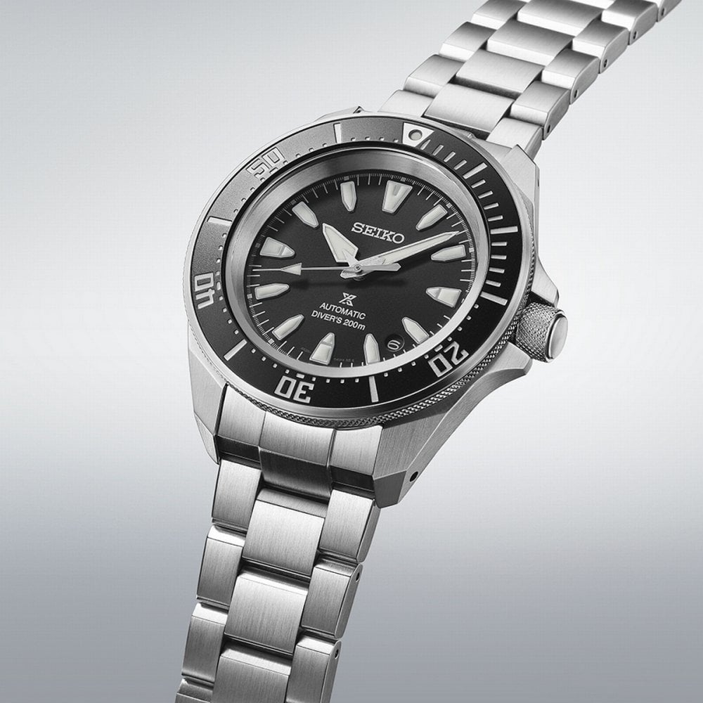 Gents Seiko Prospex 4R Hybrid Divers Black Dial and Bezel on Stainless Steel Bracelet