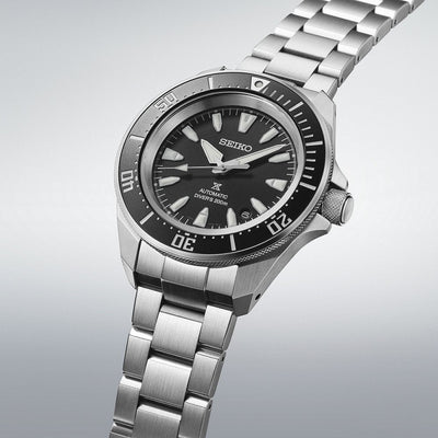 Gents Seiko Prospex 4R Hybrid Divers Black Dial and Bezel on Stainless Steel Bracelet