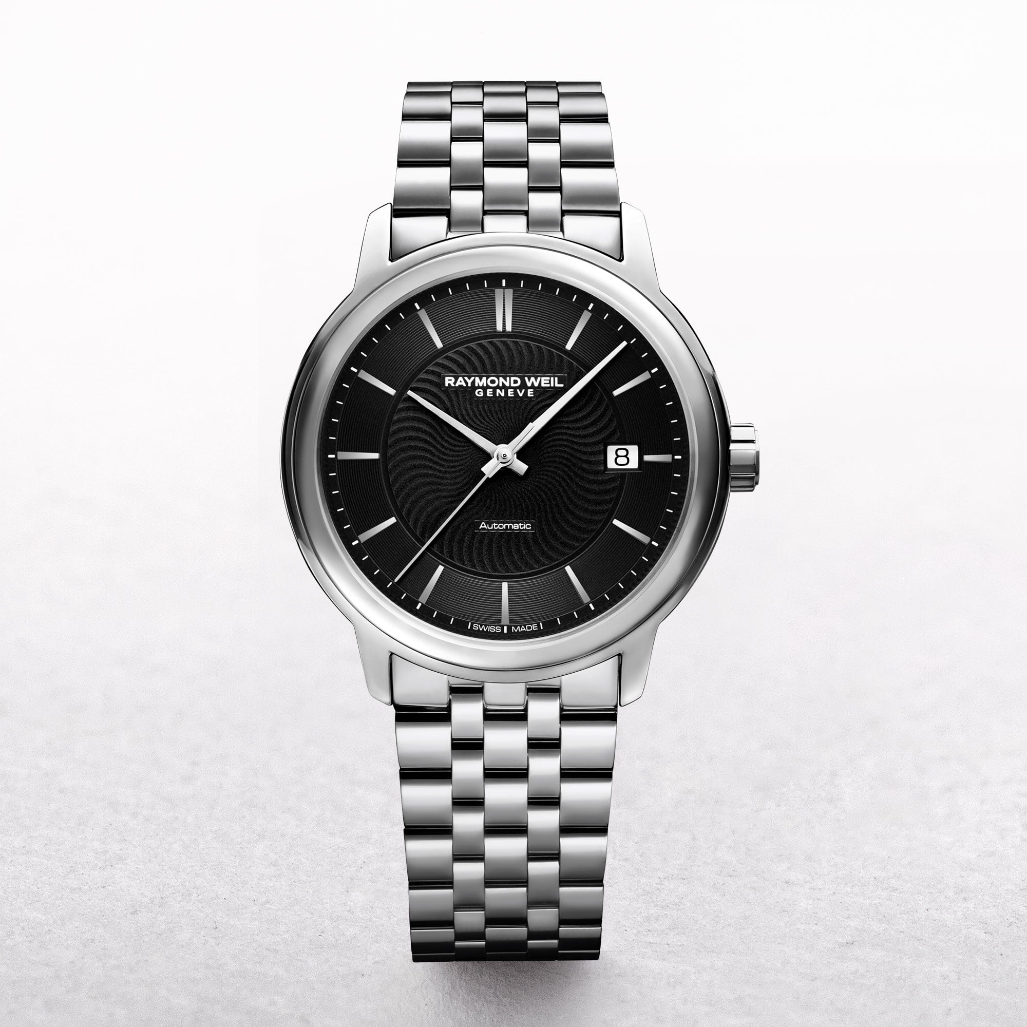 Gents Stainless Steel Raymond Weil Maestro Automatic Round Black Toccata