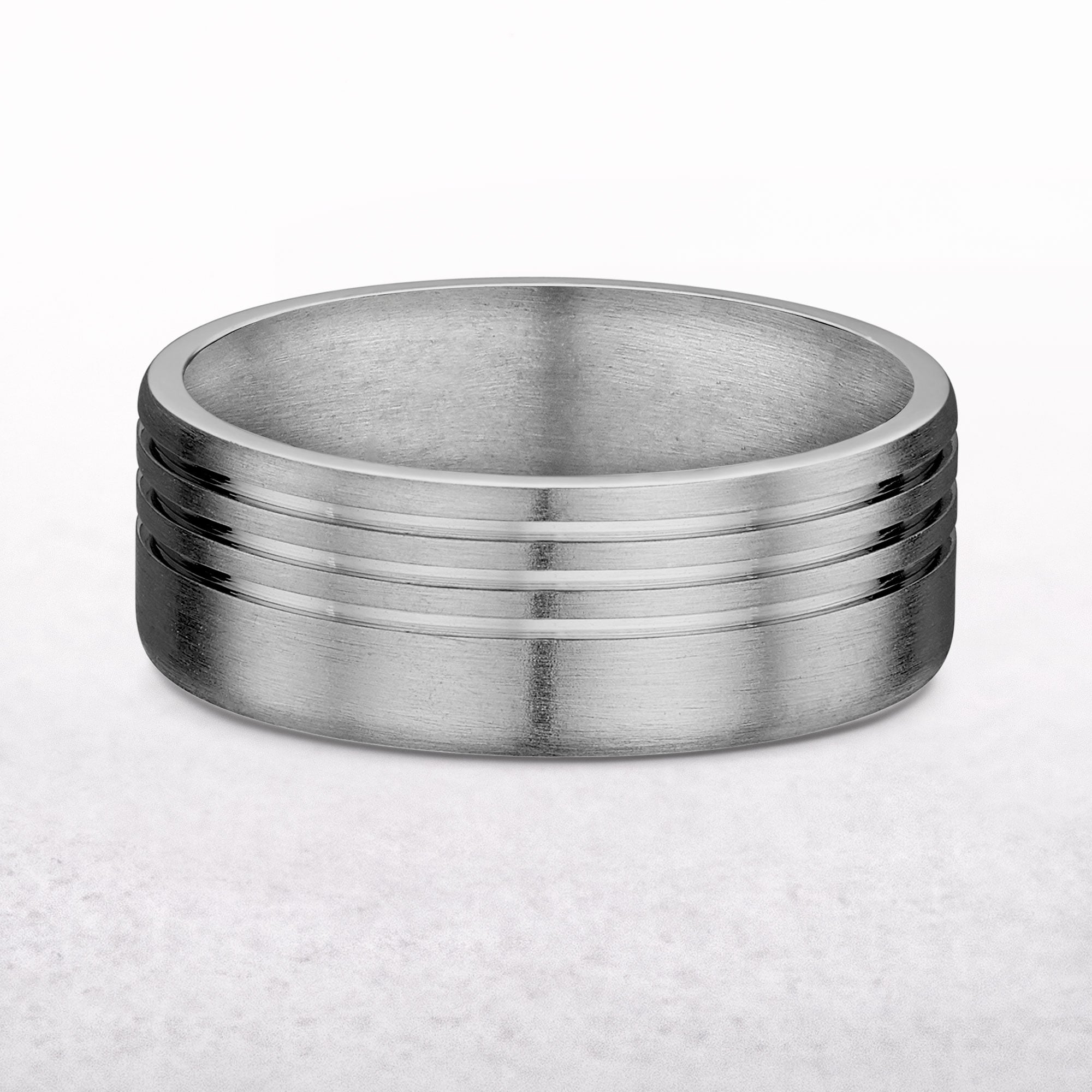 Gents Three Row Titanium Wedding Band