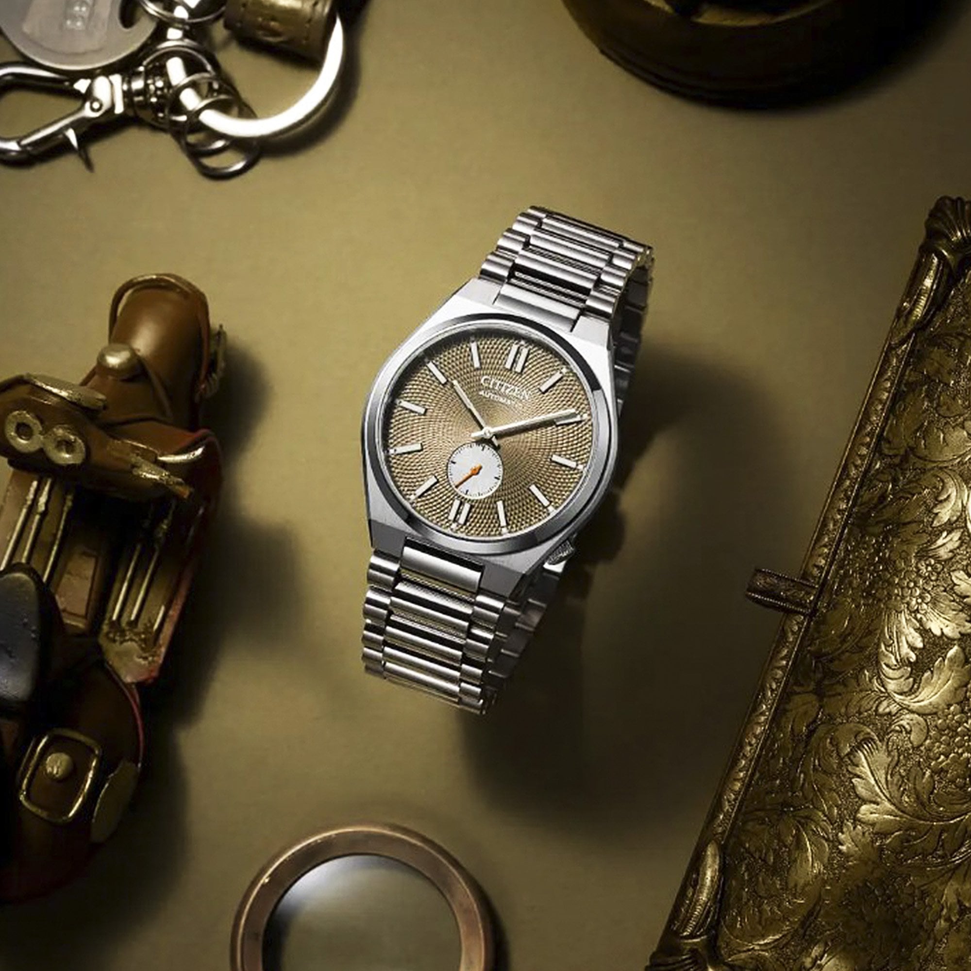 Gents Citizen Tsuyosa Automatic Small Seconds Khaki Dial Stainless Steel
