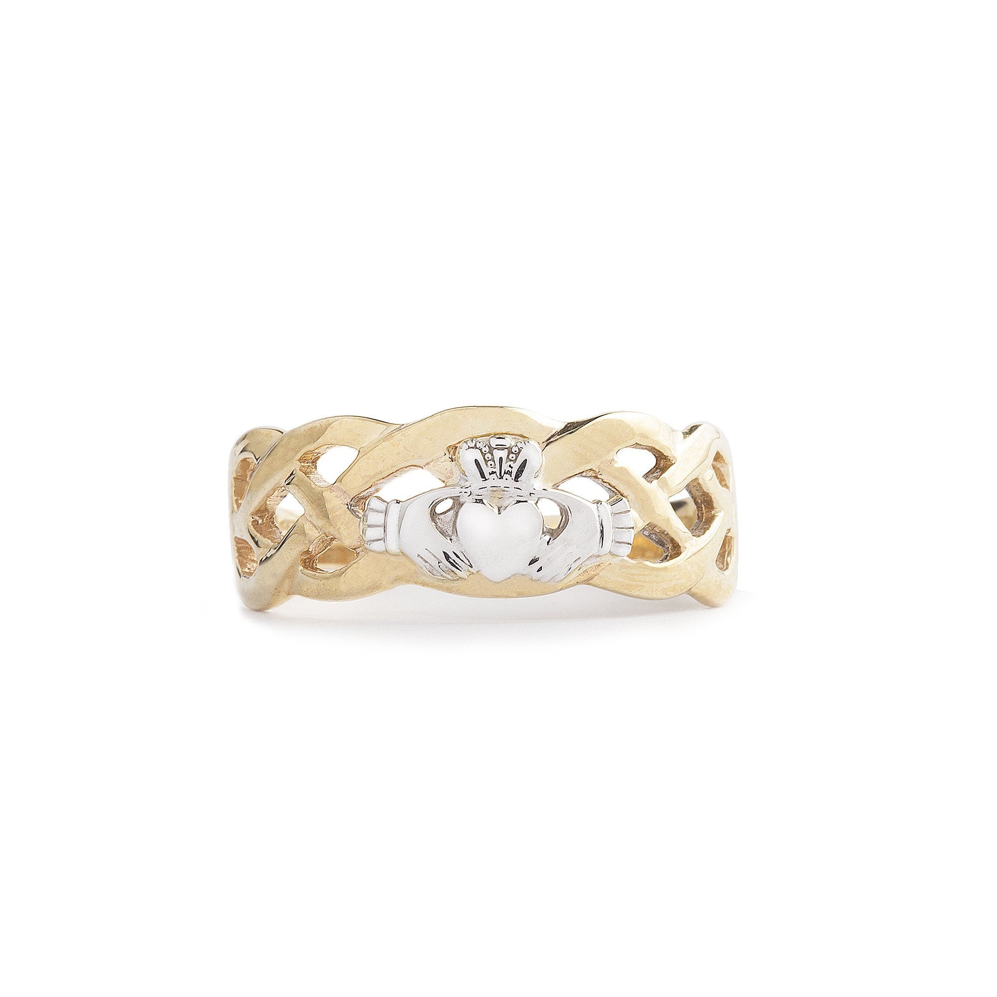 Gents Two Tone Celtic Claddagh Ring in 10ct Gold