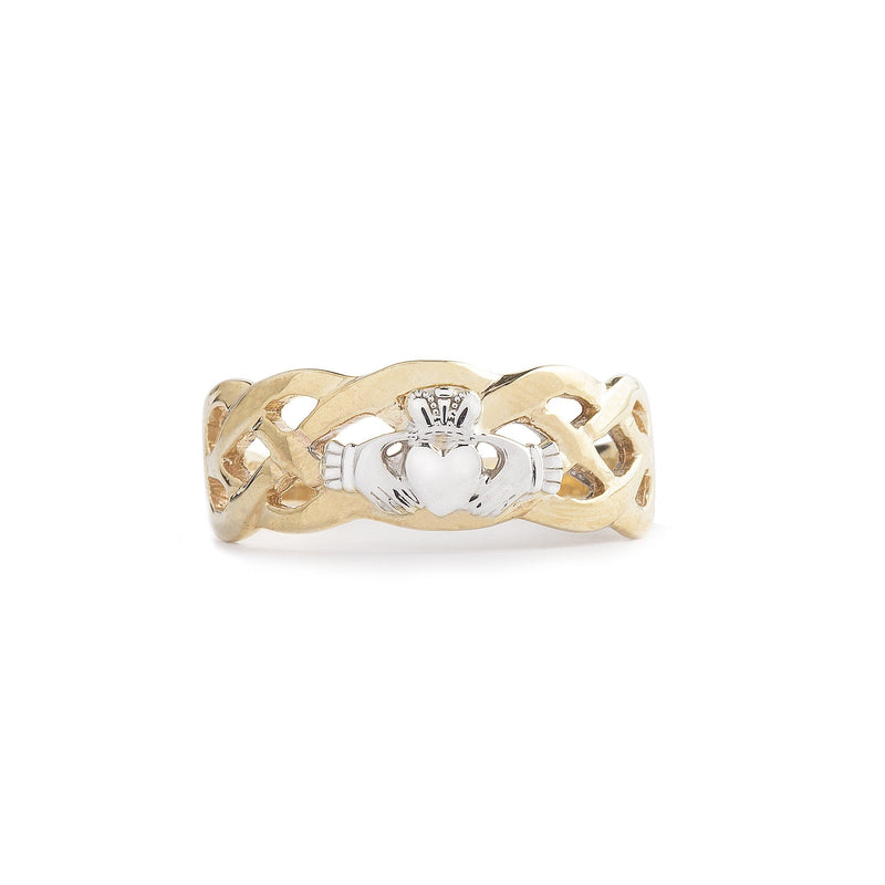 Gents Two Tone Celtic Claddagh Ring in 10ct Gold