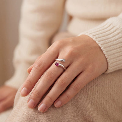 Georg Jensen Tourmaline & Diamond Stacking Ring in 18ct White Gold