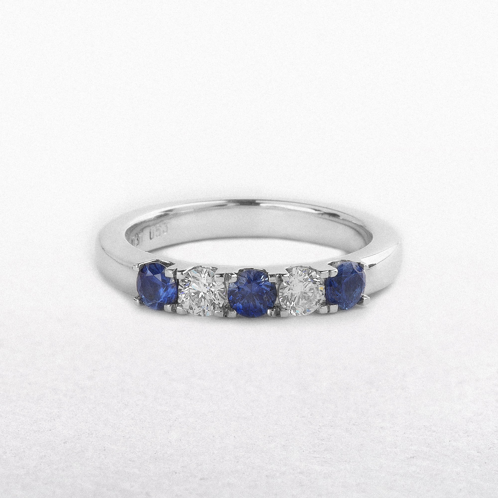 Heinz Mayer 18ct White Gold Natural Sapphire and Diamond Five Stone Ring