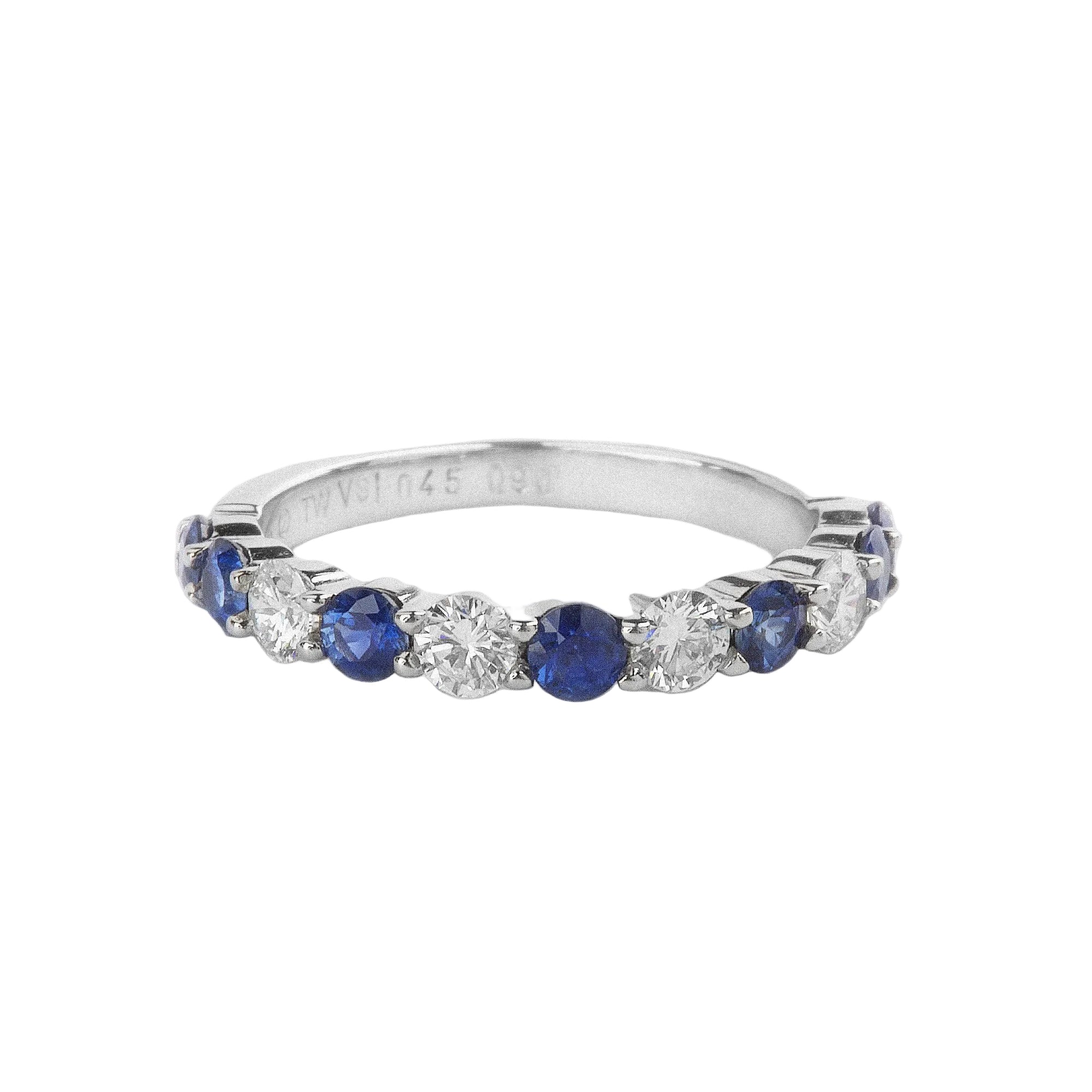 Platinum Natural Sapphire and Diamond Eternity Ring