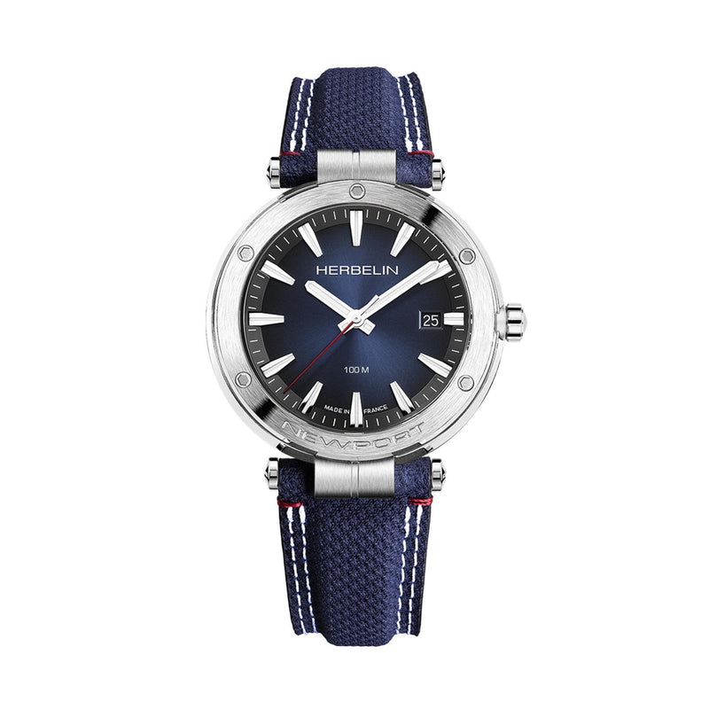 Herbelin Gents Stainless Steel Newport Quartz Date Model Round Blue Dial and Textile Strap