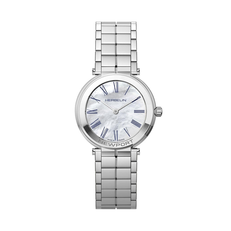 Herbelin Ladies Slim Quartz Newport Mother of Pearl Dial Stainless Steel Bracelet