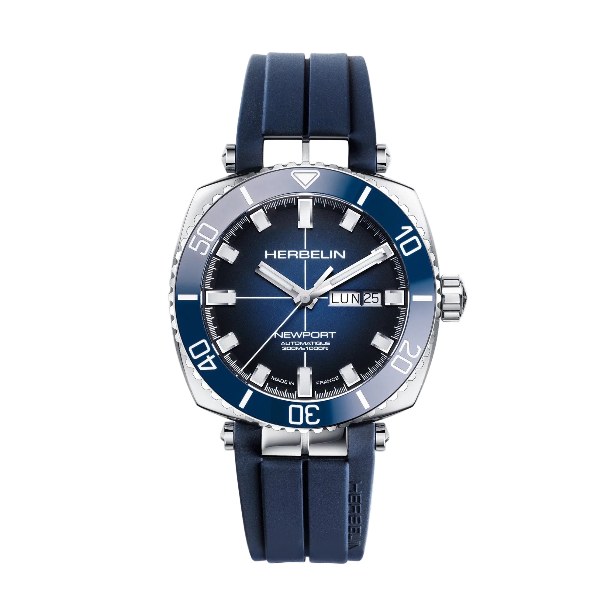 Herbelin Newport Diver Gents Watch With Blue Dial and Blue Rubber Strap